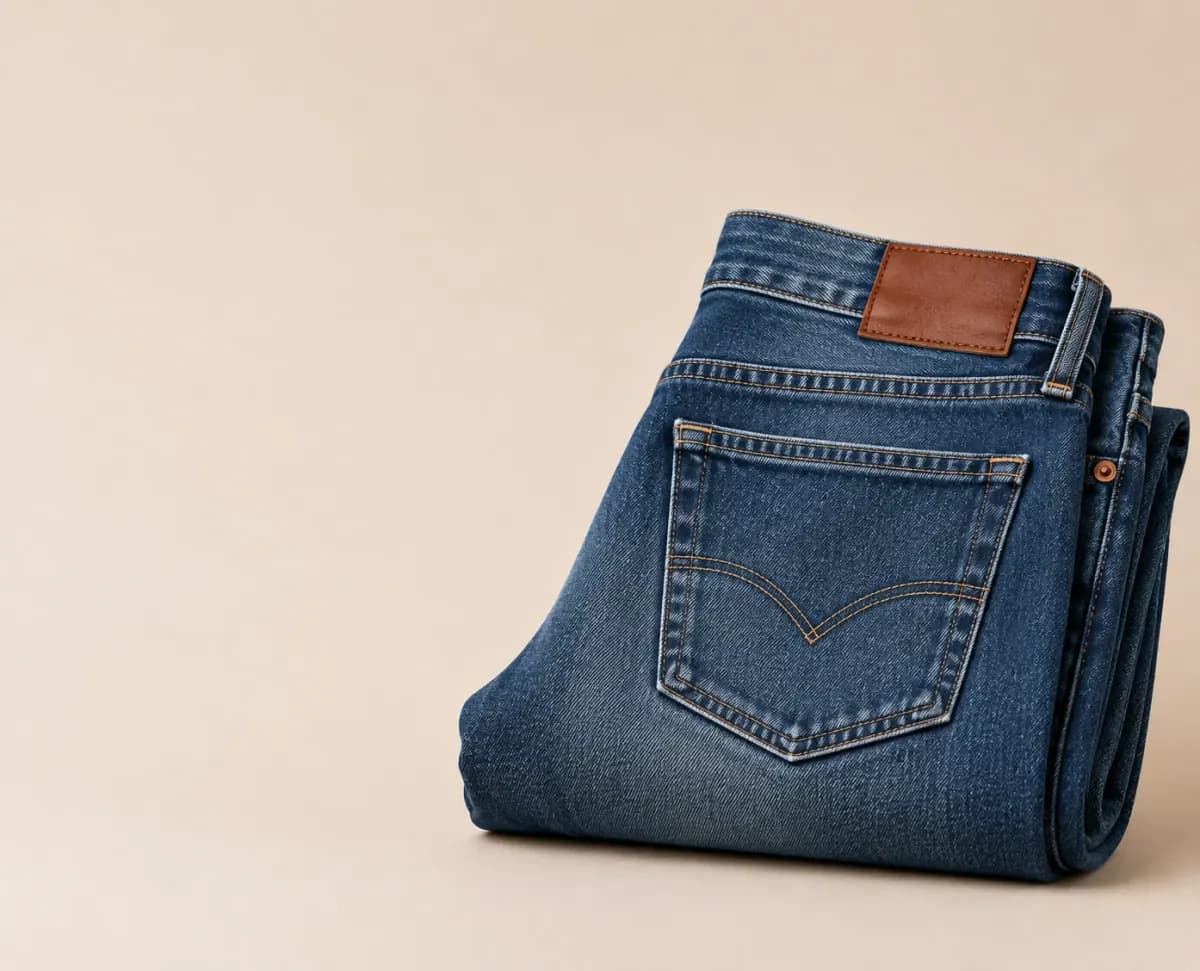 Jeans azules doblados
